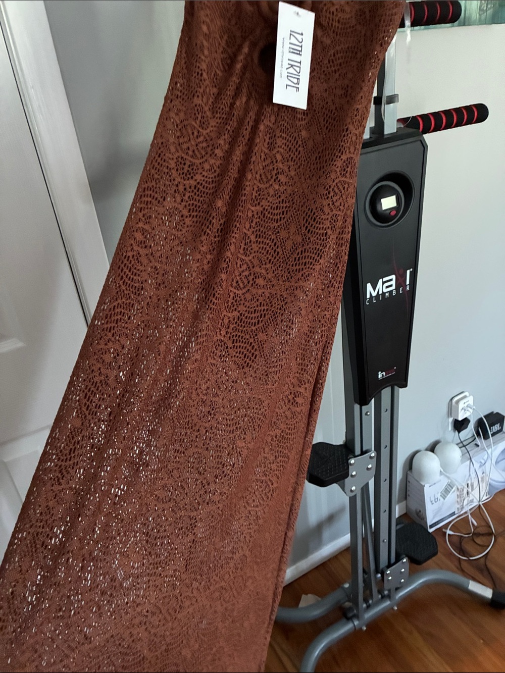 12th Tribe Brown Crochet V-Neck Slip Dress - Picture 3 of 7